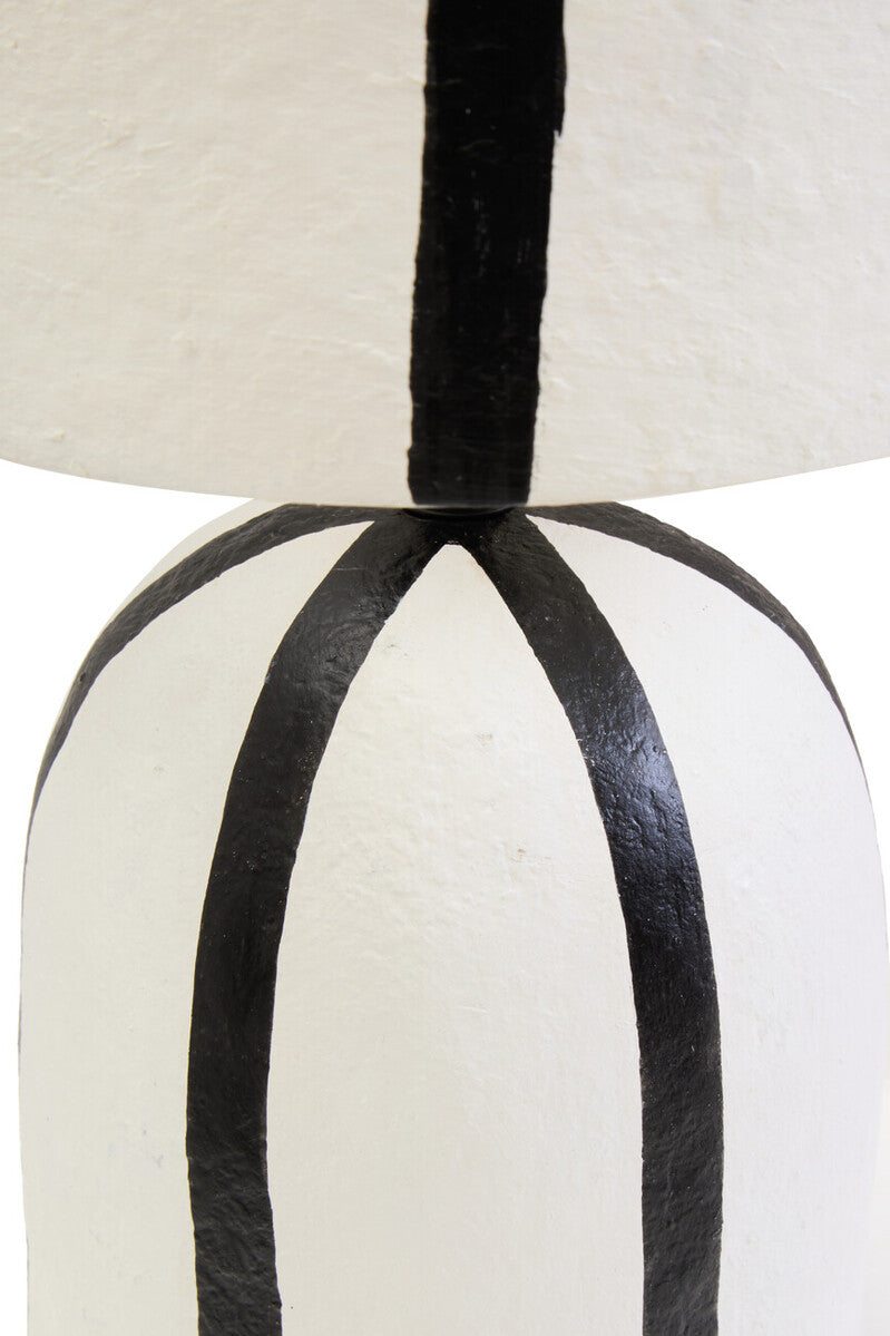 Orsina Carta Striped Papier Mache Table Lamp – Black and White