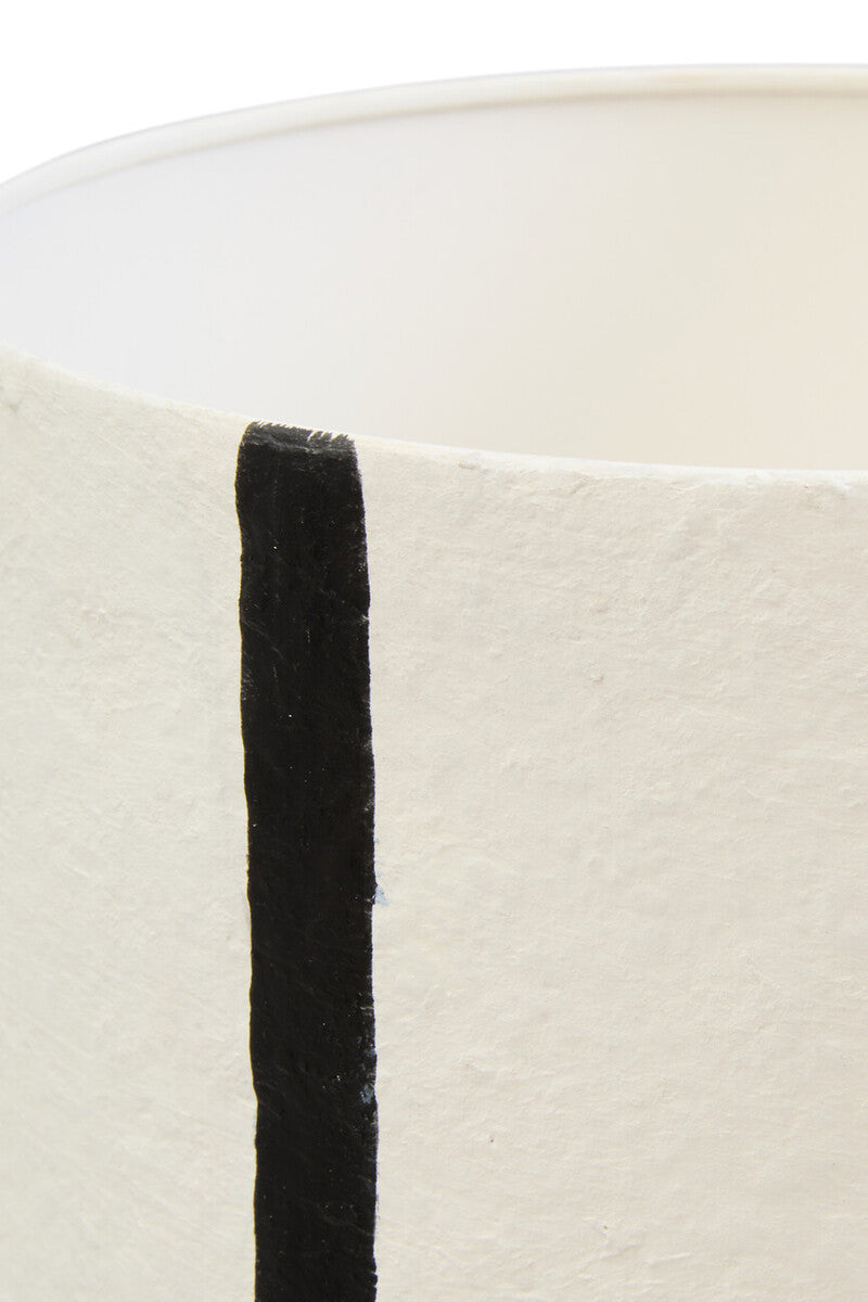 Orsina Carta Striped Papier Mache Table Lamp – Black and White