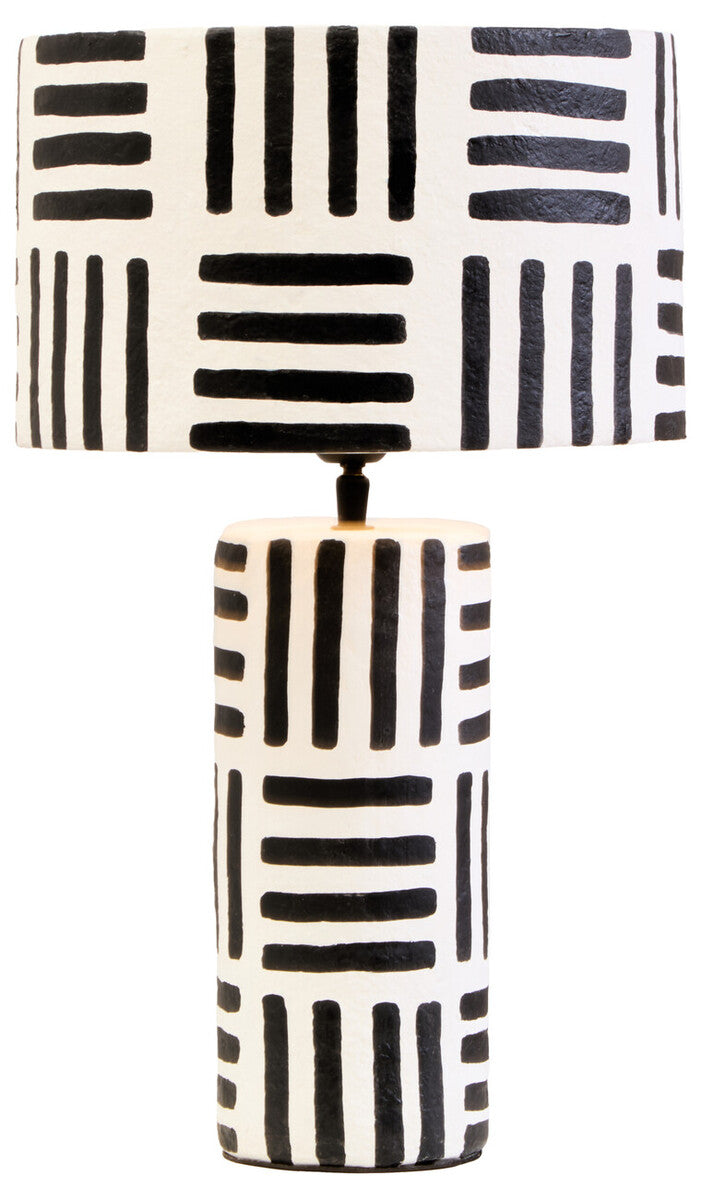 Orsina Carta Geometric Papier Mache Table Lamp – Black and White