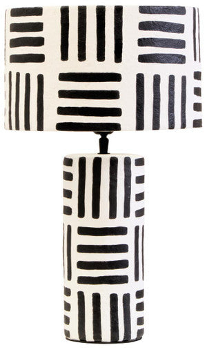 Orsina Carta Geometric Papier Mache Table Lamp – Black and White