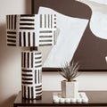Orsina Carta Geometric Papier Mache Table Lamp – Black and White
