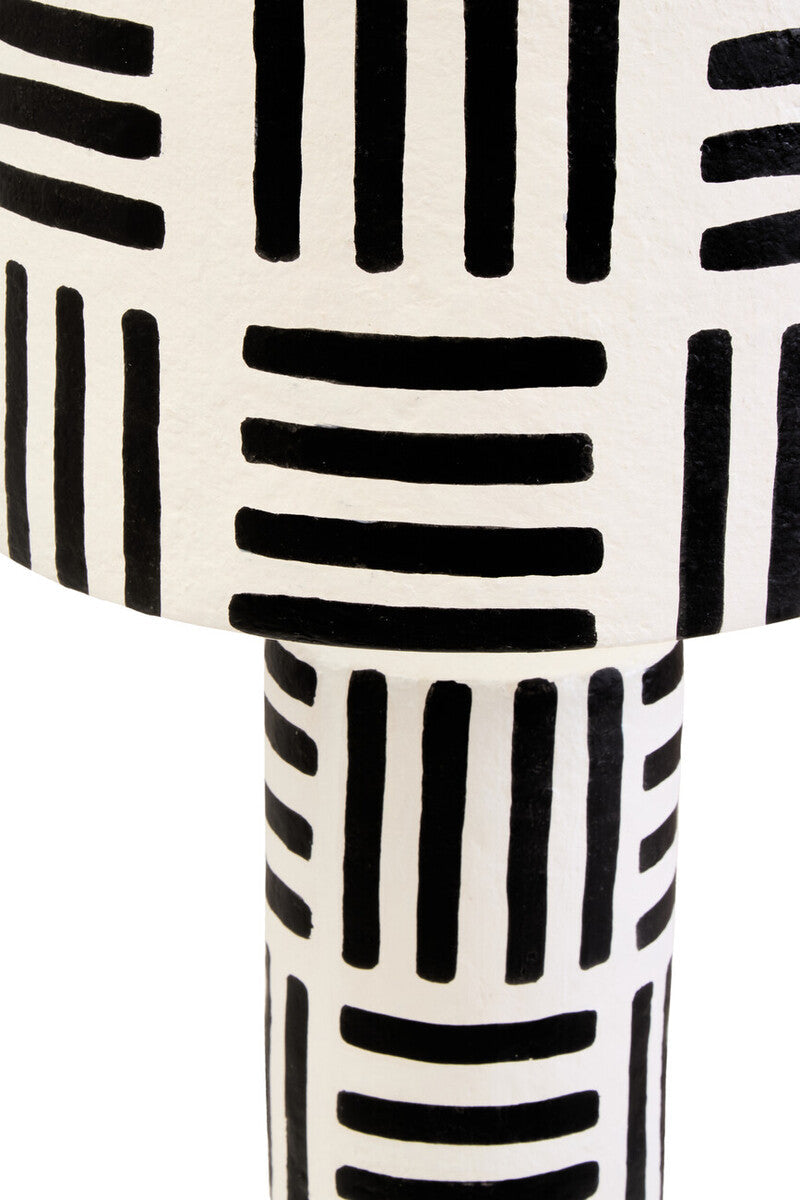 Orsina Carta Geometric Papier Mache Table Lamp – Black and White