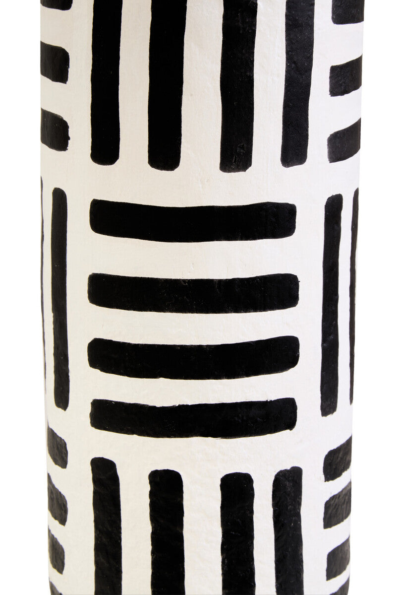 Orsina Carta Geometric Papier Mache Table Lamp – Black and White