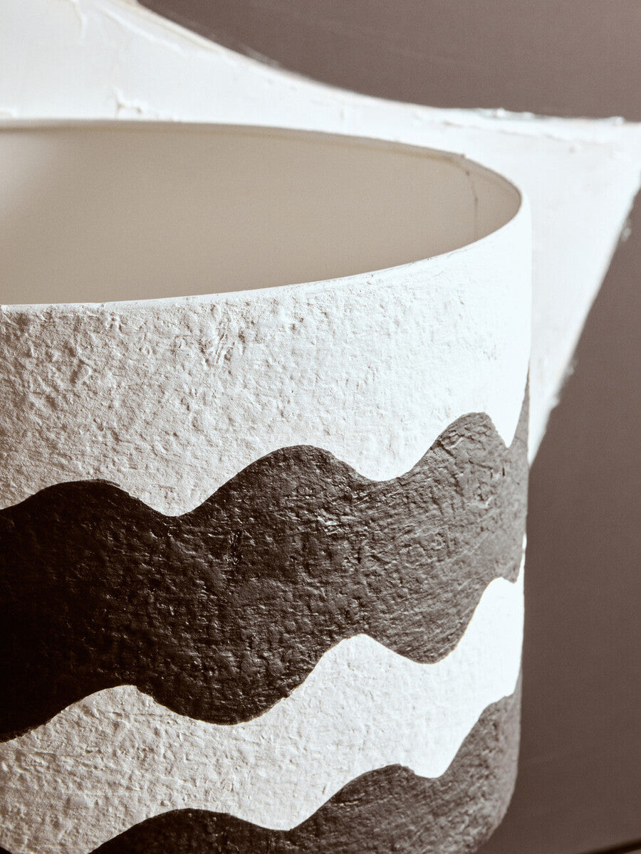 Orsina Carta Papier Mache Table Lamp – Black & White Curved Stripe