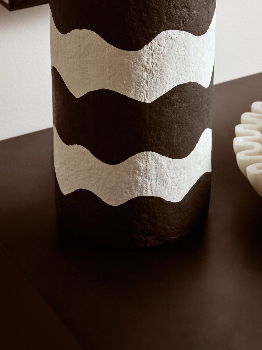 Orsina Carta Papier Mache Table Lamp – Black & White Curved Stripe