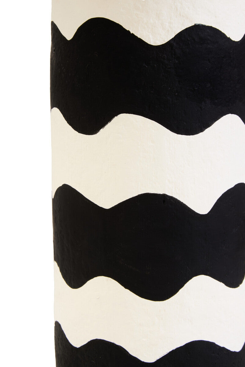 Orsina Carta Papier Mache Table Lamp – Black & White Curved Stripe