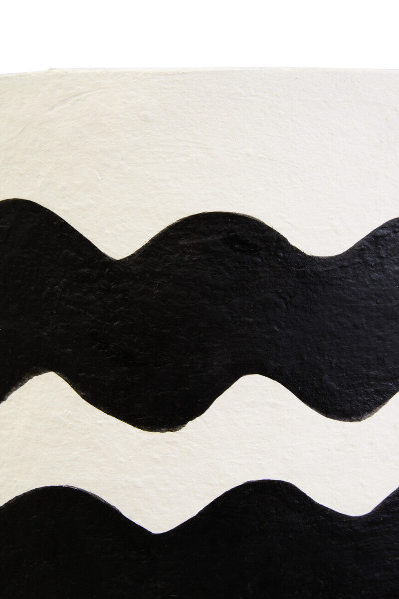 Orsina Carta Papier Mache Table Lamp – Black & White Curved Stripe