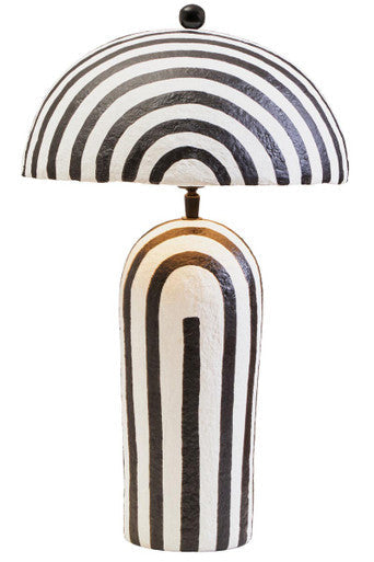 Orsina Carta Striped Papier Mache Table Lamp with Dome Shade