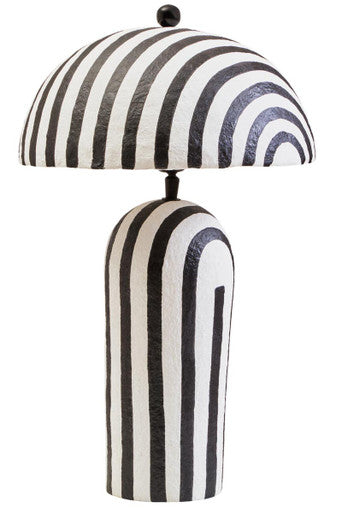 Orsina Carta Striped Papier Mache Table Lamp with Dome Shade