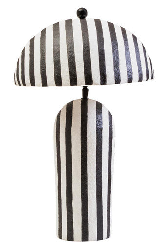 Orsina Carta Striped Papier Mache Table Lamp with Dome Shade
