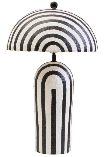 Orsina Carta Striped Papier Mache Table Lamp with Dome Shade