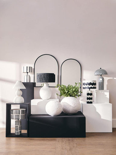 Orsina Carta Striped Papier Mache Table Lamp with Dome Shade