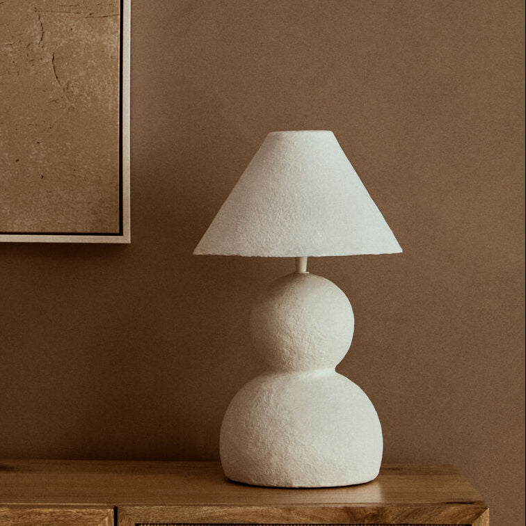 Orsina Carta White Papier Mache Table Lamp – 44cm Sculptural Lighting