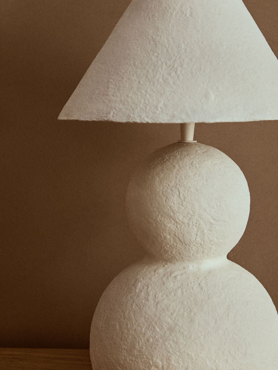 Orsina Carta White Papier Mache Table Lamp – 44cm Sculptural Lighting