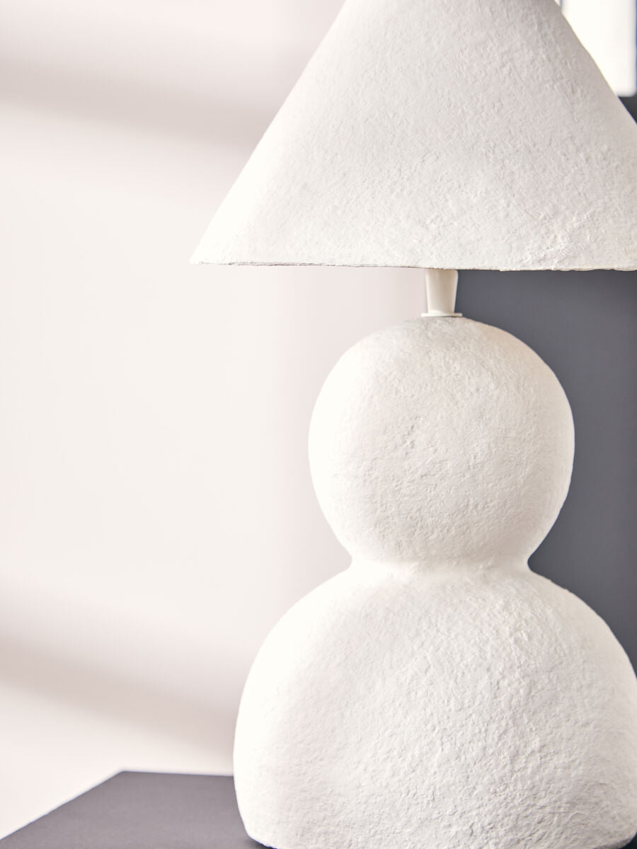 Orsina Carta White Papier Mache Table Lamp – 44cm Sculptural Lighting