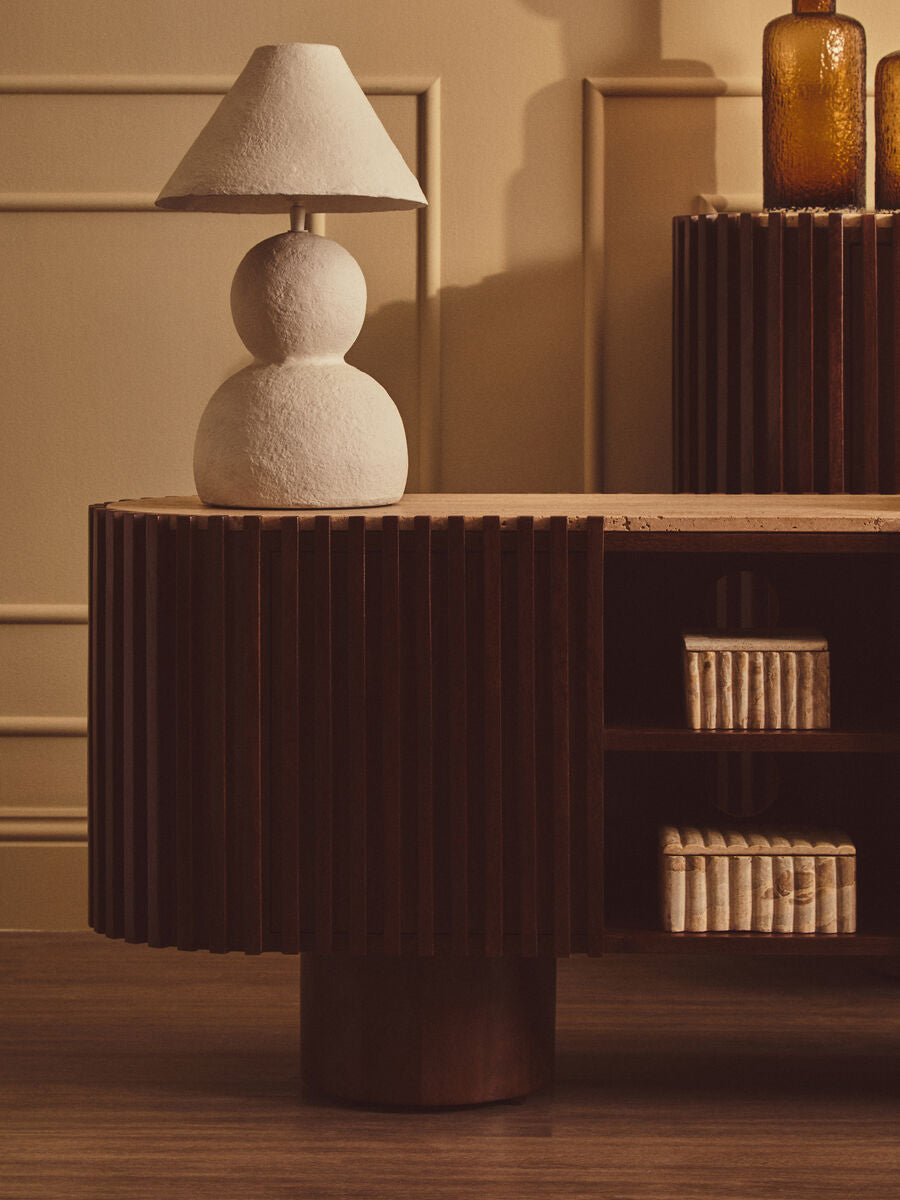 Orsina Carta White Papier Mache Table Lamp – 44cm Sculptural Lighting