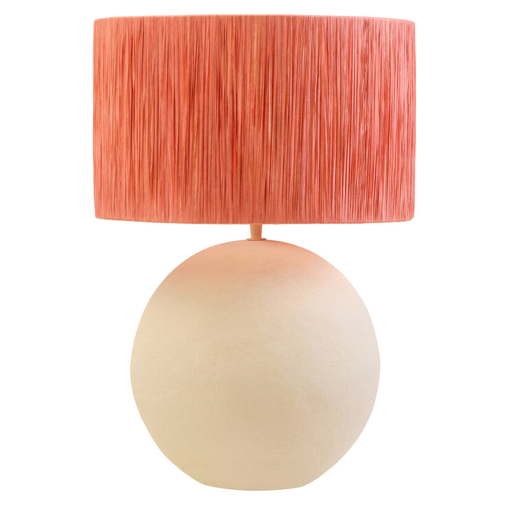 Orsina Carta Papier Mache Table Lamp with Rust Raffia Shade – 58cm