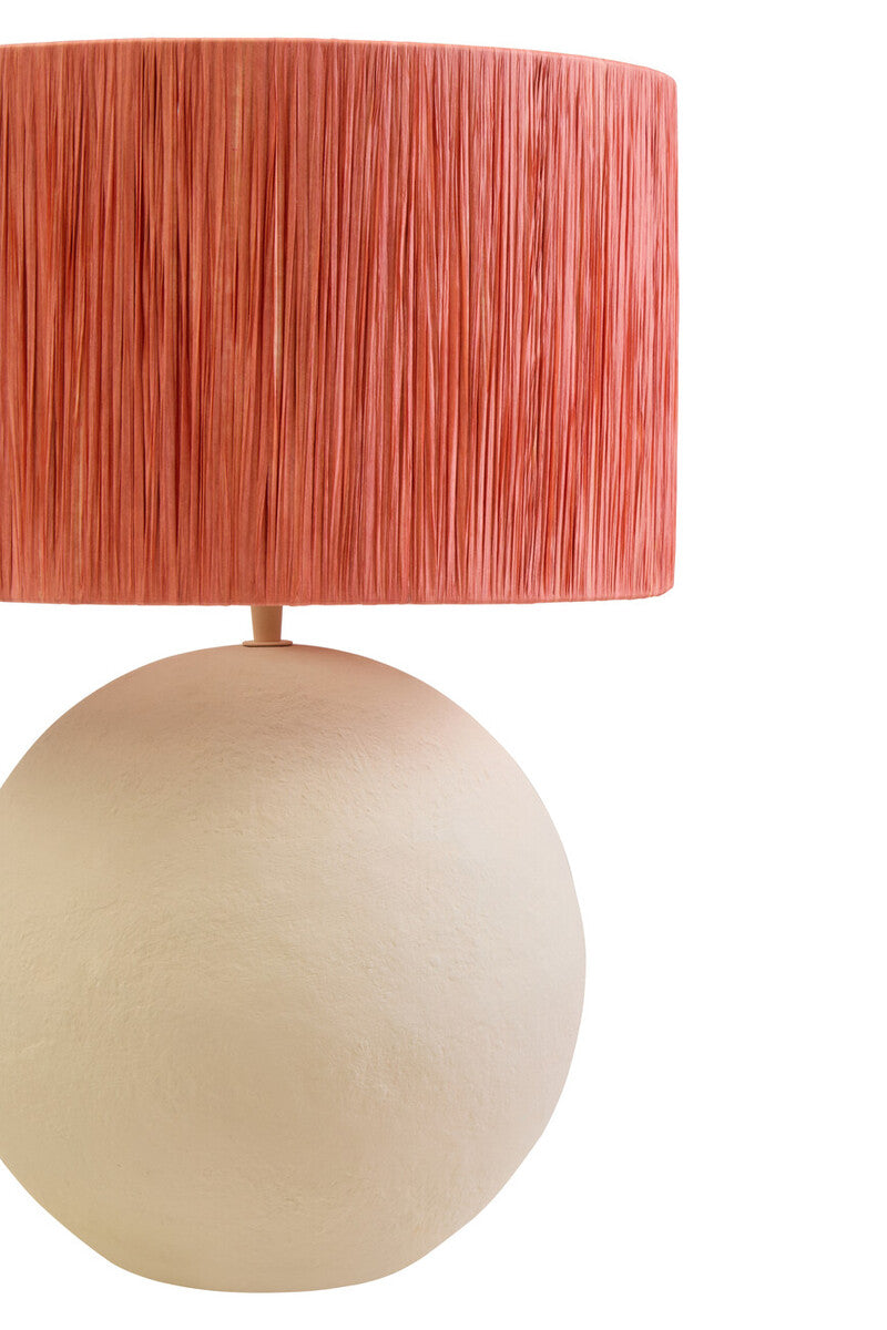 Orsina Carta Papier Mache Table Lamp with Rust Raffia Shade – 58cm