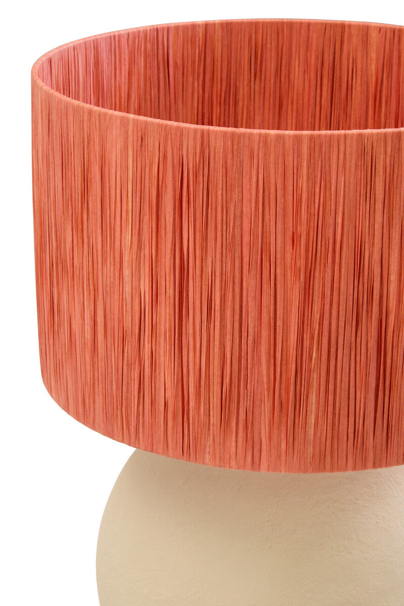 Orsina Carta Papier Mache Table Lamp with Rust Raffia Shade – 58cm