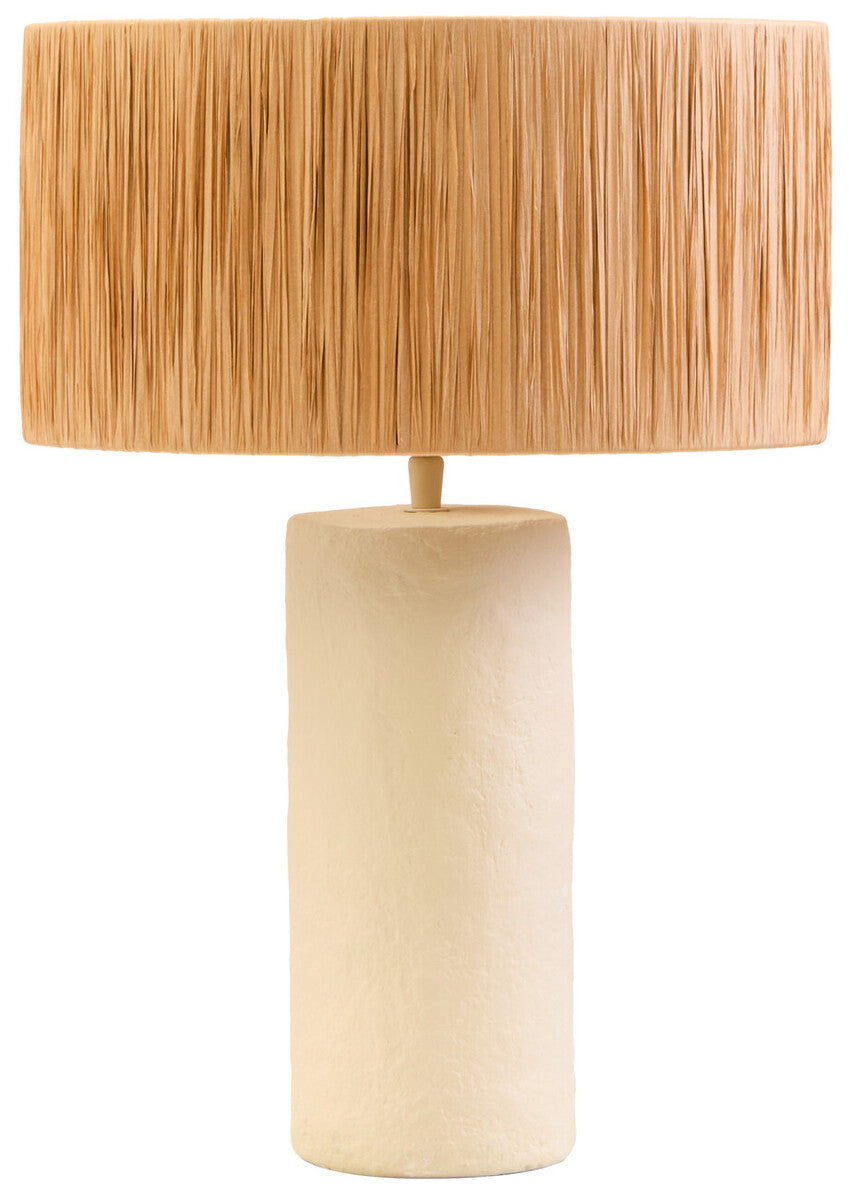 Orsina Carta Papier Mache Table Lamp with Natural Raffia Shade