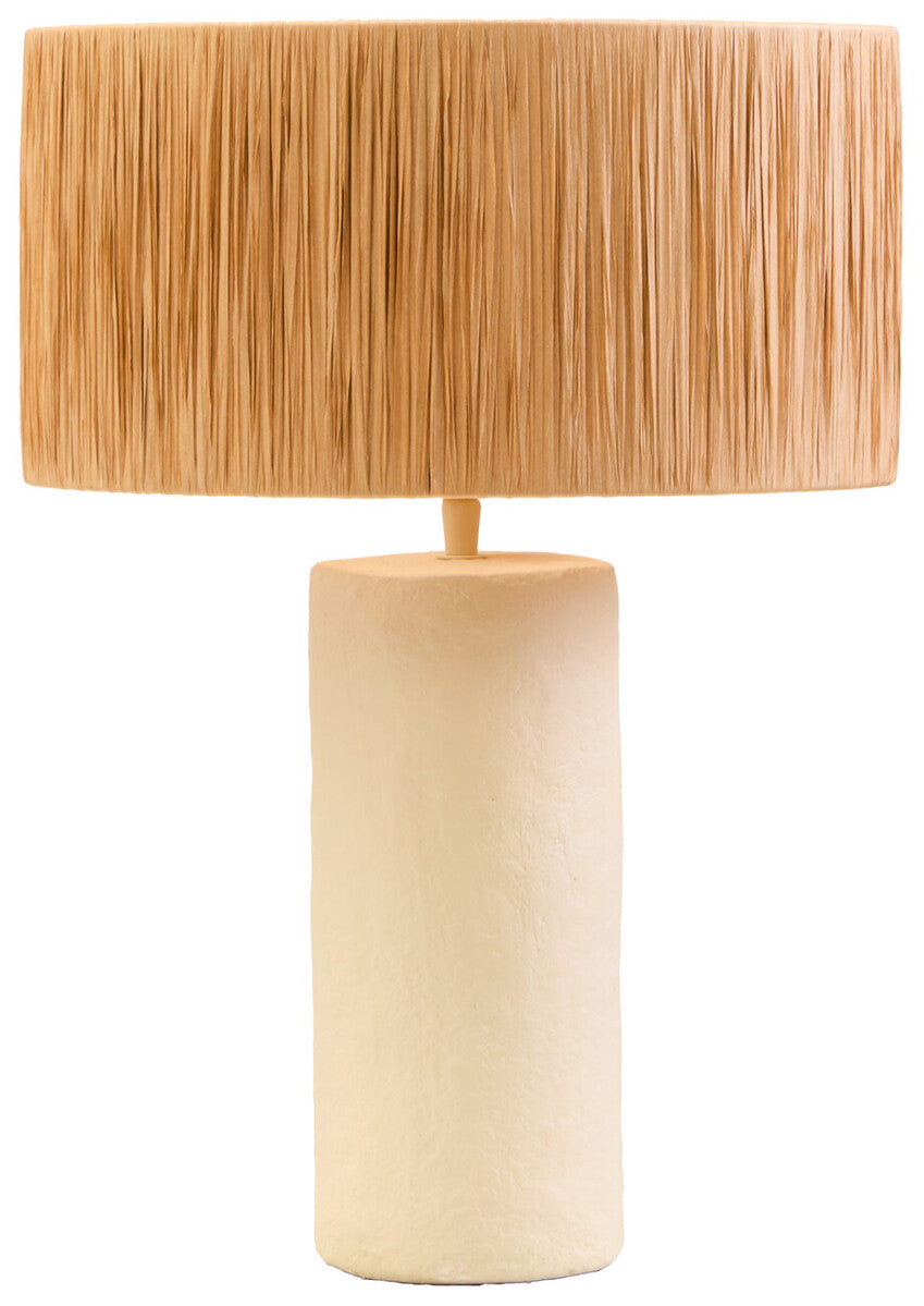 Orsina Carta Papier Mache Table Lamp with Natural Raffia Shade