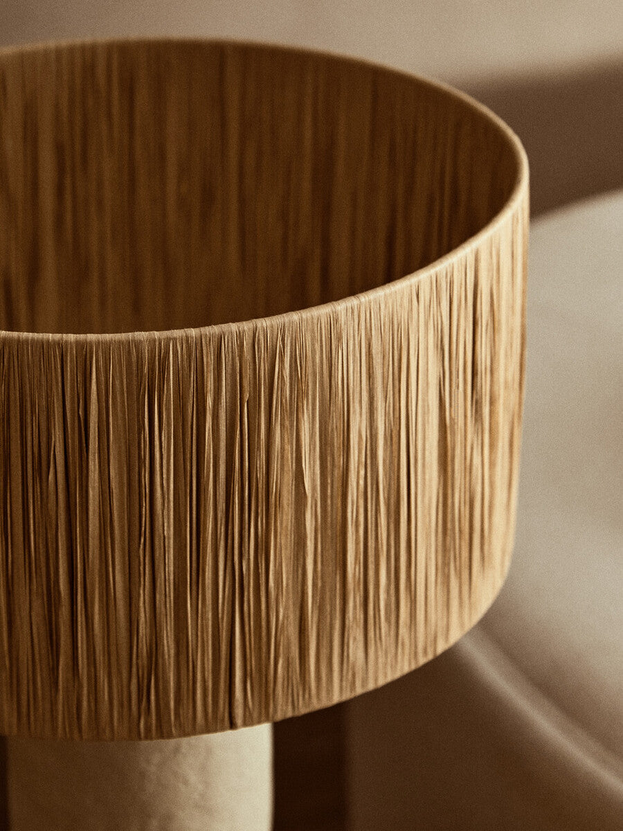 Orsina Carta Papier Mache Table Lamp with Natural Raffia Shade