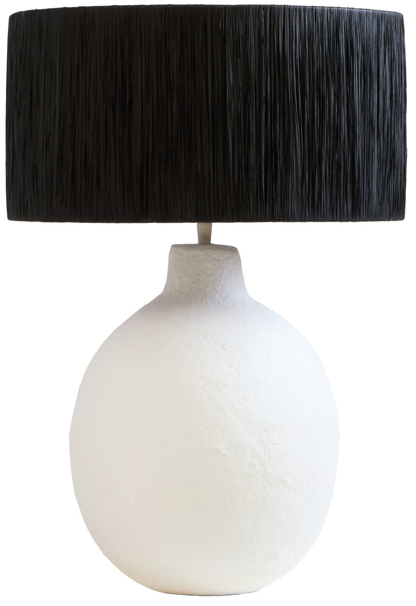 Orsina Carta Papier Mache Table Lamp with Black Raffia Shade