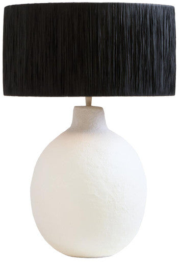 Orsina Carta Papier Mache Table Lamp with Black Raffia Shade
