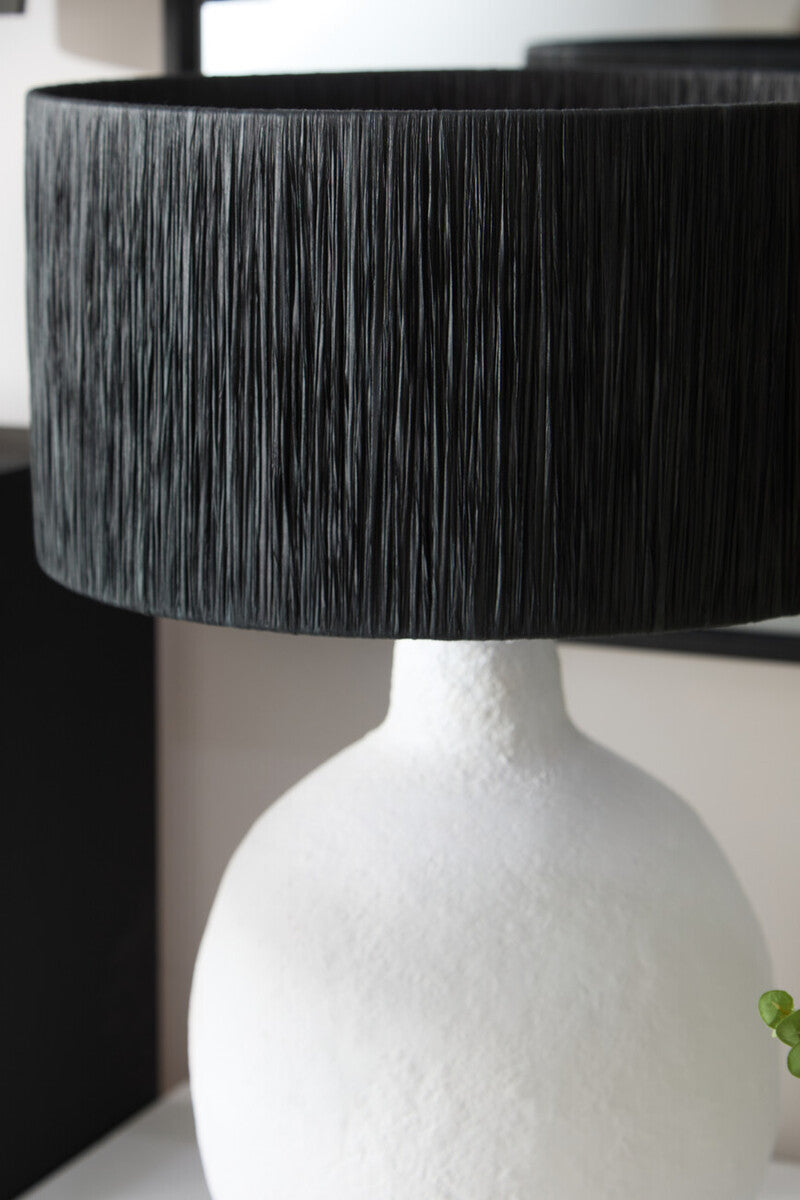 Orsina Carta Papier Mache Table Lamp with Black Raffia Shade