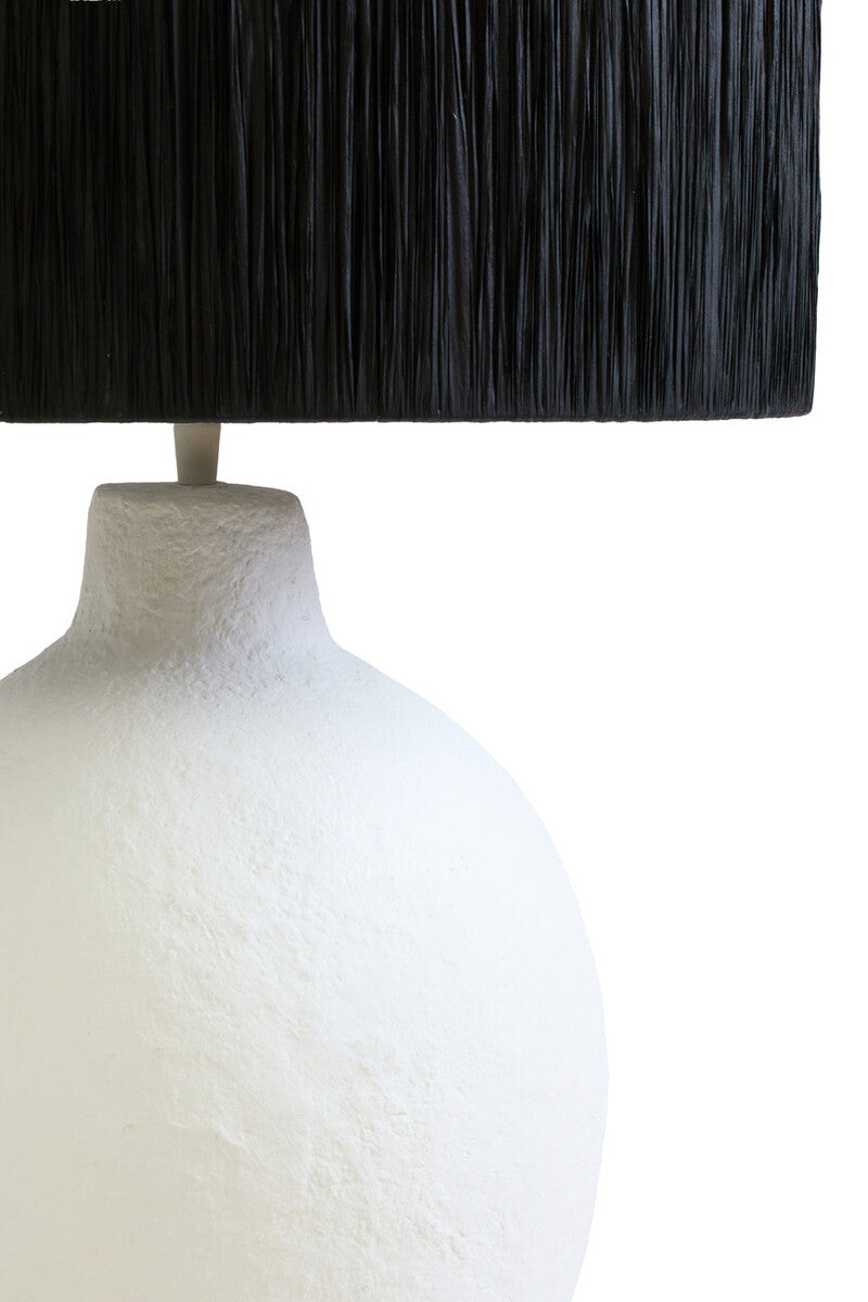 Orsina Carta Papier Mache Table Lamp with Black Raffia Shade