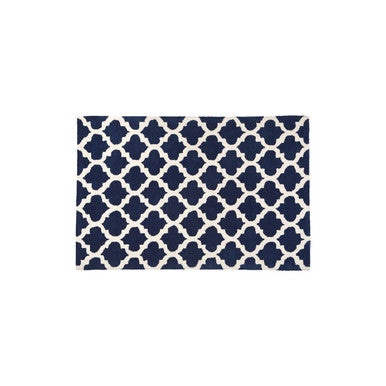 Orsina Kensington Navy Blue and White Hand-Tufted Wool Rug