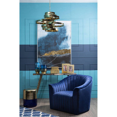 Orsina Kensington Navy Blue and White Hand-Tufted Wool Rug