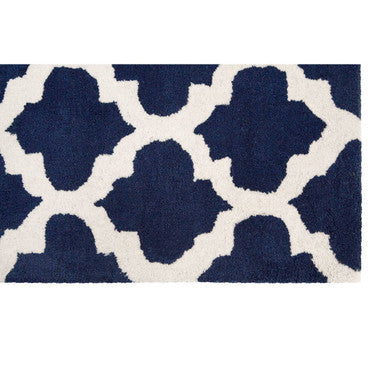 Orsina Kensington Navy Blue and White Hand-Tufted Wool Rug