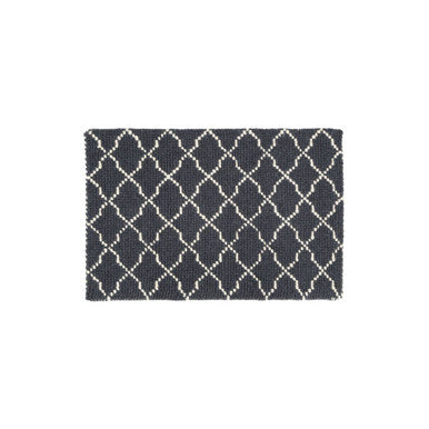 Orsina Small Diamond Lattice Rug – Grey Handwoven Wool Cotton Rug