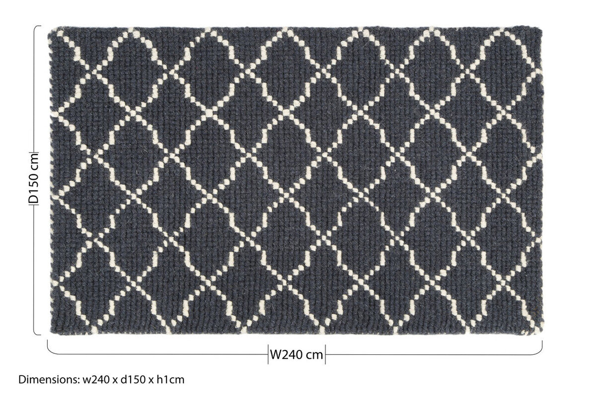 Orsina Large Grey Diamond Lattice Rug – Modern Geometric Area Rug