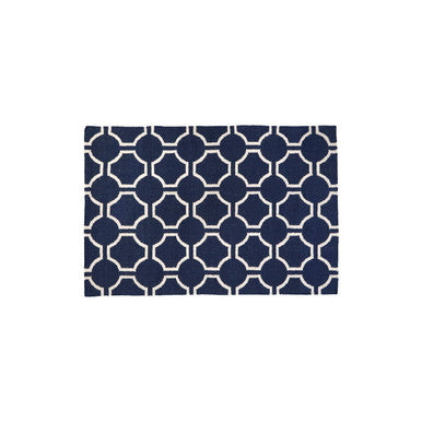 Orsina Blue Hand Woven Rug – Small Geometric Wool & Cotton Area Rug