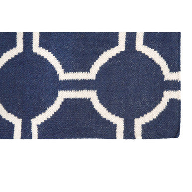 Orsina Blue Hand Woven Rug – Small Geometric Wool & Cotton Area Rug