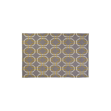 Orsina Bosie Oslo Geometric Rug | Grey, White & Green Handwoven Wool