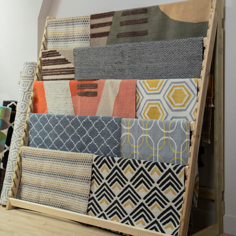Orsina Bosie Oslo Geometric Rug | Grey, White & Green Handwoven Wool