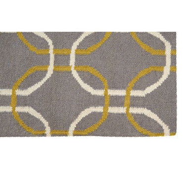 Orsina Bosie Oslo Geometric Rug | Grey, White & Green Handwoven Wool