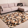 Orsina Brown Chevron Patchwork Rug – Large Hair on Leather Area Rug