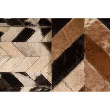 Orsina Brown Chevron Patchwork Rug – Large Hair on Leather Area Rug