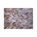 Orsina Safira Grey Chevron Patchwork Rug – Large Hair on Leather Cowhide