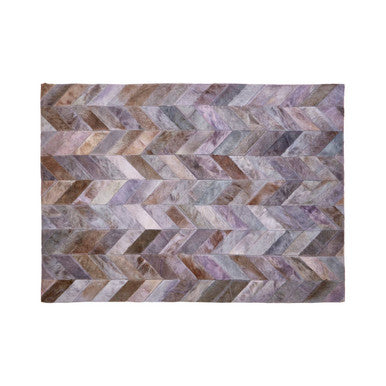 Orsina Safira Grey Chevron Patchwork Rug – Large Hair on Leather Cowhide