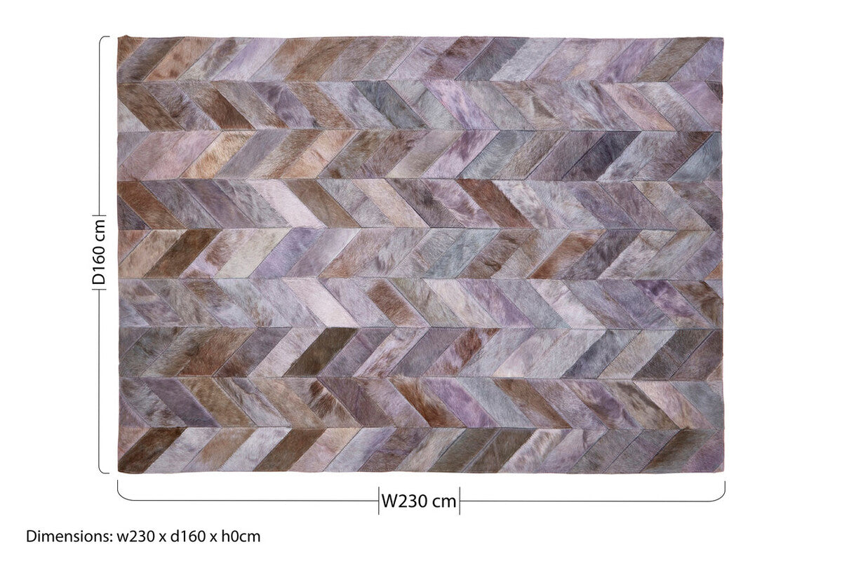 Orsina Safira Grey Chevron Patchwork Rug – Large Hair on Leather Cowhide