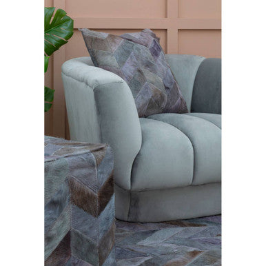 Orsina Safira Grey Chevron Patchwork Rug – Large Hair on Leather Cowhide