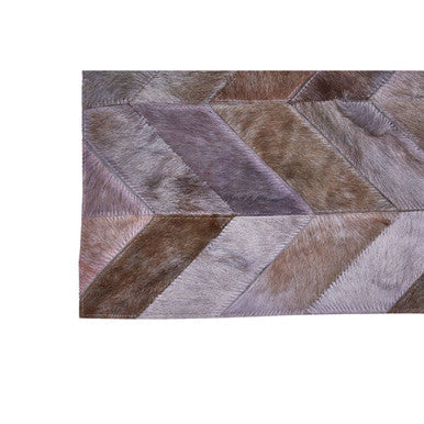 Orsina Safira Grey Chevron Patchwork Rug – Large Hair on Leather Cowhide