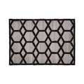 Orsina Safira Grey Leather Rug – Small Geometric Patchwork Accent