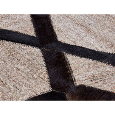 Orsina Safira Grey Leather Rug – Small Geometric Patchwork Accent