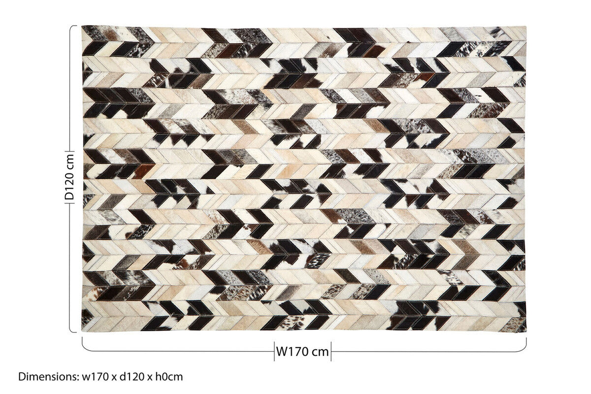 Orsina Safira Small Chevron Patchwork Rug – Hair on Leather Decor